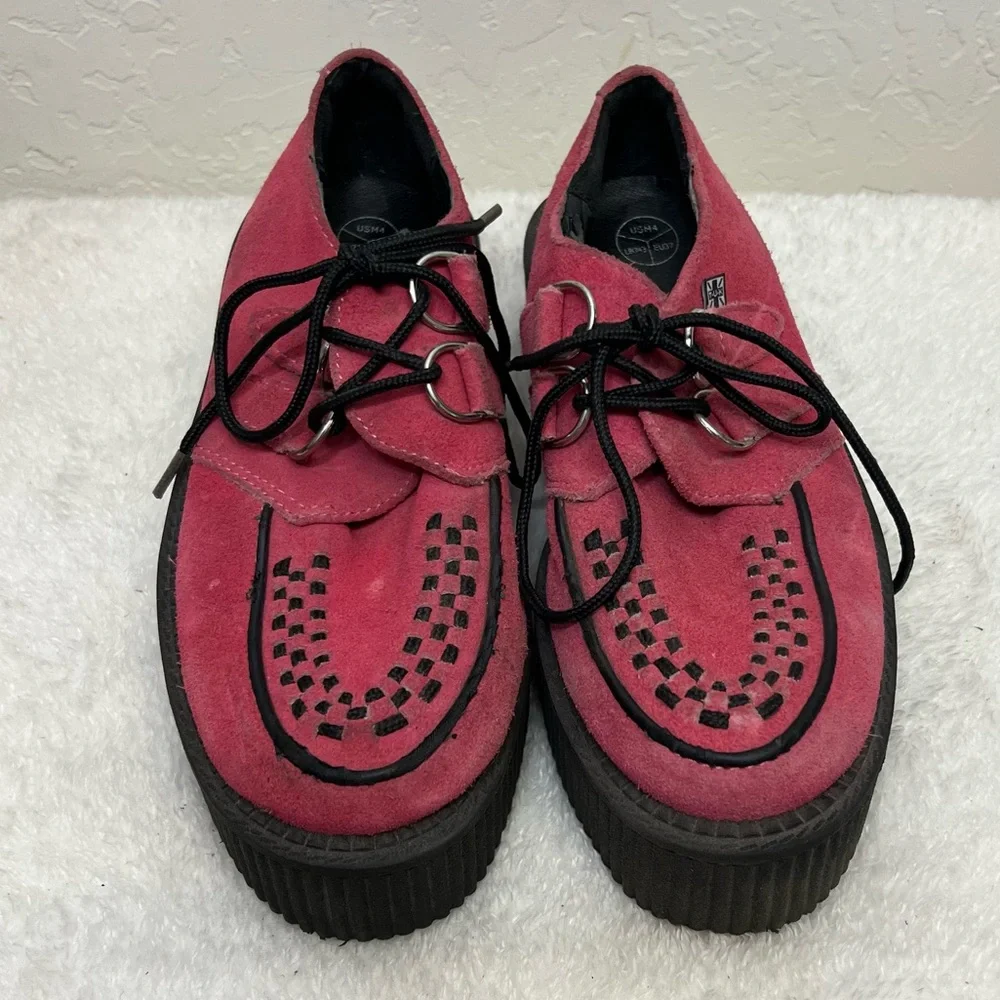 TUK Suede Mondo Creeper Unisex Pink Black Platform Size 6 women’s